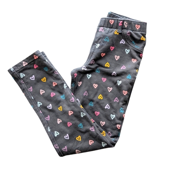 Cat & Jack Girls Cotton Heart Patterned Gray Joggers Leggings Pants Size 5T - Picture 1 of 6